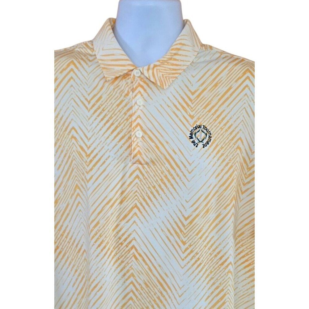 Adidas XL Mens Memorial Tournament Polo Shirt Yellow White Chevrons PGA golf